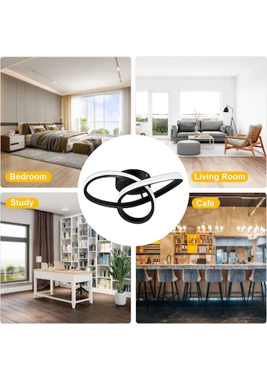 Neoglint Led Tavan Işık Koridor Işıkları Kavisli Tasarım Tavan Lambaları Yatak Odası İçin 3 Renkli Işık Siyah