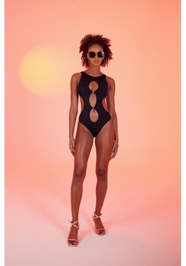 Holly Lolly Cutout Kesim H Aksesuarlı Daring Mayo Siyah