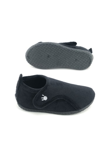 Gezer Kışlık Erkek Çocuk Rahat Taban Cırt Cırtlı Ayarlanabilir Ev Okul Kreş Panduf Ayakkabı Siyah