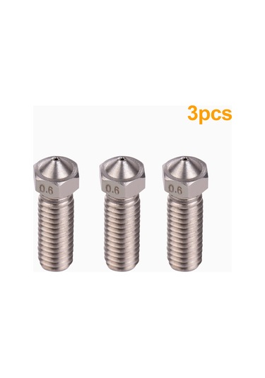 Neevoyu 3d Yazıcı Volkan Nozülü Seti 3 Adet - Paslanmaz Çelik, 0.6mm Çıkış Çapı, 1.75mm Filament Uyumlu, M6 Dış Dişli