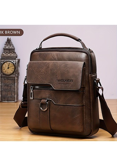 Erkekler İçin Çapraz Askılı Çanta Üst Düzey Erkek Omuz Çantası Retro İş Sırt Çantası Erkek Çantası Günlük Omuz Çantası Açık Kahverengi