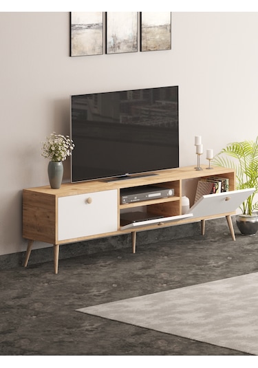 Beyza Ahşap Ayaklı 180 Cm Atlantik Beyaz Tv Sehbası