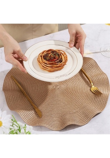 Ulzyvf Yuvarlak Yuvarlak Servisi, Önleyici Mutfak Matı, Mat, Masa Haşlanma Gümüş Gümüş Dalga Amerikan Bt Gümüş