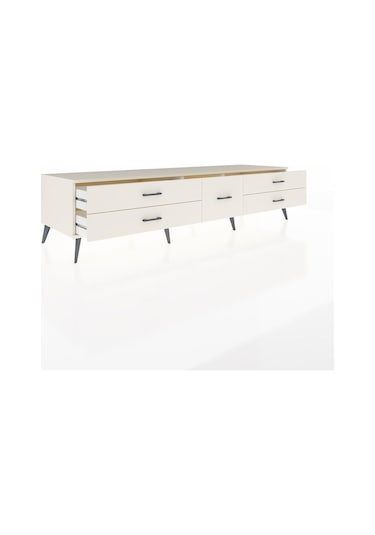 Kronos Tv Ünitesi 5 Çekmeceli 220x59x51 Aytaşı-antrasit/aytaşı Antrasıt/aytası - Aytası