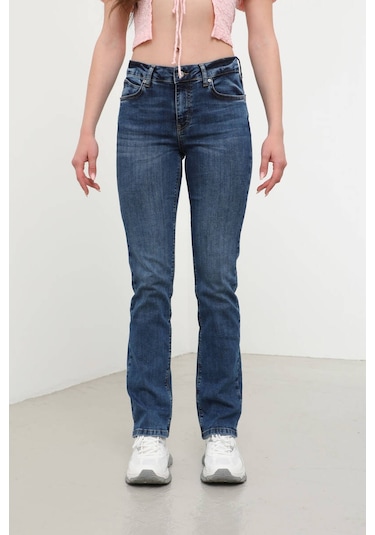 Kadın Likralı Jean Pantolon Mavi 001