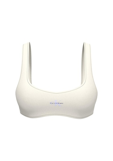 Calvin Klein Kadın Beyaz Logo Detaylı Bralet Bikini Üstü-13575 Beyaz