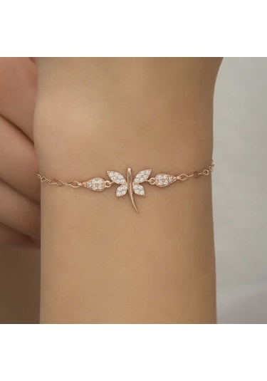 925 Ayar Gümüş Rose Yusufçuk Kadın Bileklik Gümüş - Rose