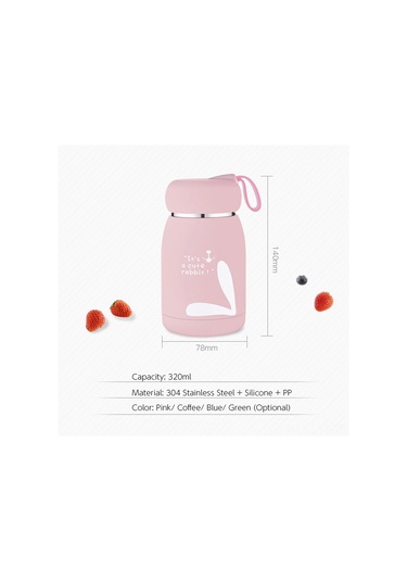 Youtek 320ml Pembe Çift Katlı Paslanmaz Çelik Termos Bardak, Sıcak/soğuk Saklama, Taşınabilir Kayışlı, Dışarıdaki Sevimli Desenli Siyah