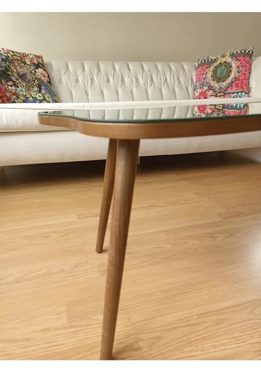 Fawdecor Aynalı Masif Ahşap Orta Sehpa - 100 X 64 Cm Ceviz