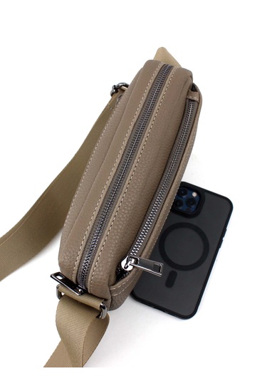 Unisex Vizon Orta Boy Askılı Postacı Omuz Çantası Vizon