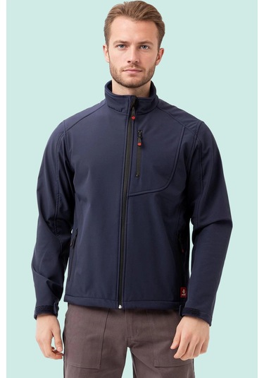 Erkek Kışlık Su Geçirmez Softshell Mont Salina İtici Rüzgar Outdoor Lacivert