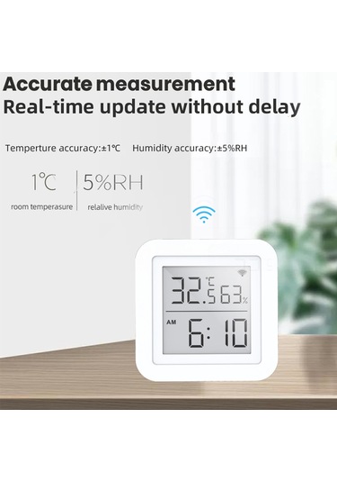 Suofeng Tuya Wifi Akıllı Sensör: Sıcaklık, Nem Ve Zaman Göstergeli, Google Home Uyumlu, Usb Güç Kaynağı