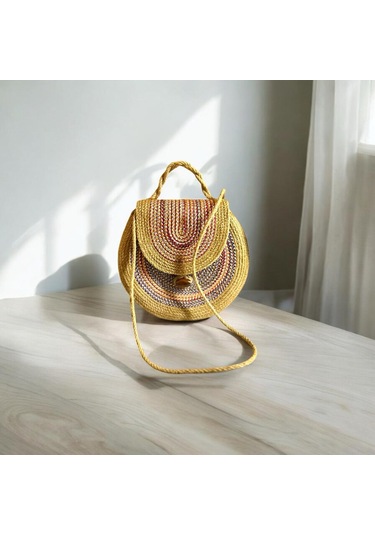 Hasır Çanta, Silindir Çanta, Tasarım Çanta,çok Renkli Hasır El Çantası Hasır