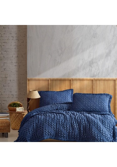 Şaheser Jakarlı Yatak Örtüsü Çift Kişilik Enza Denim Diğer