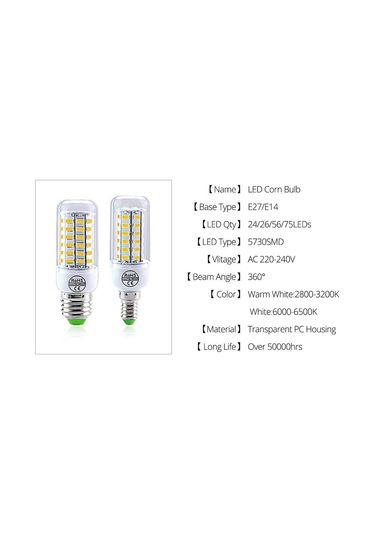 Led Mısır Lambası E27 E14 Led Ampul Smd5730 220v 24 36 56 72led Avize Mum Ev Dekorasyon Için Led Işık Ampul E14 Günışığı E14 220v 36leds