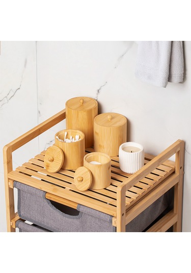 Porsima 4361 Bambu Çok Amaçlı Saklama Kabı Organizer 4lü Baharat Seti Bambu