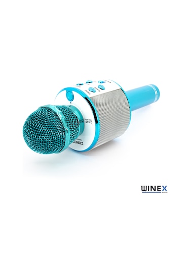 Winex UsbA+TF Sd Kart+3.5mm Aux Bluetooth Karaoke Mikrofonu Mavi