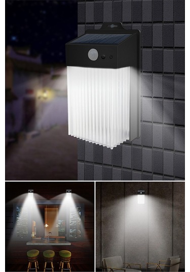 Xiyyadms 50 Led Güneş Enerjili Dış Mekan Lambası, Ip65 Su Geçirmez, Vücut Algılama, 3 Vites Ayar, Bahçe Duvar Aydınlatması Ilık Beyaz