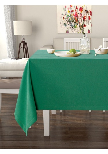 Deniz Yeşili Rengi Masa Örtüsü Kadife Dokulu Leke Tutmaz Deniz Yeşili