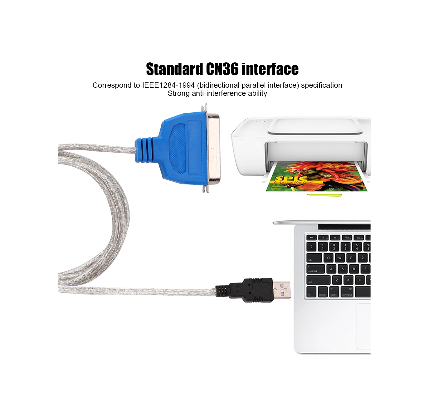 Shineyee Usb'den Paralel Port'a Ieee 1284 Dönüştürücü Yazıcı Kablosu, 12mbps Hız, 1.5m Uzunluk, Windows Desteği, Sıcak Takma, Tüm Paralel Yazıcılar İçin