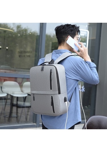 Didadodo Erkek Su Geçirmez Laptop Çantası Seti - Omuz/sırt Çanta Gri Gri