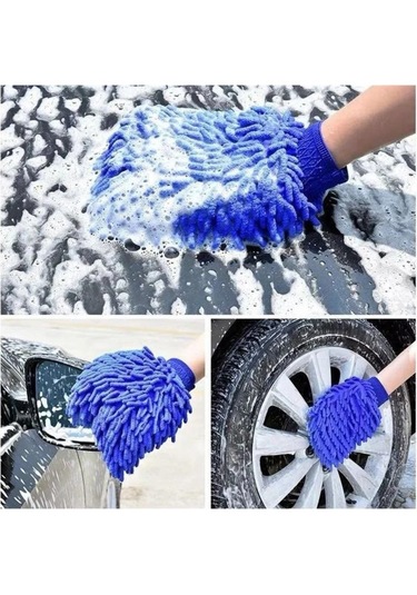 Mikrofiber Oto Yıkama Ve Temizlik Eldiveni Makarna Desenli