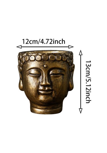 Suntek Çimento Buda Head Pot Statue Bonsai Çiçek Vazo Bronz