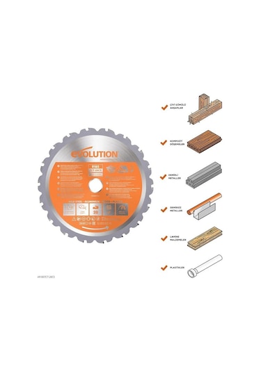 Evolution R185tct-20cs Çoklu Malzeme İçin Daire Testere Bıçağı, 185mm