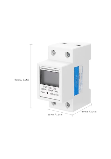 Reedark "220v Tek Fazlı Lcd Ekranlı Elektrik Sayacı - Dın Ray Montaj, Gerçek Zamanlı Tüketim Göstergeli"