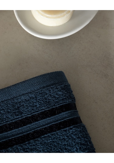 Maynor Bordürü Floşlu 2'li %100 Pamuk El Havlusu - Lacivert 8684427114421 Lacivert