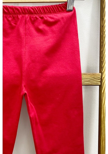 Kız Çocuk Kısa Tayt Düz Renk Beli Lastikli D27 Kırmızı