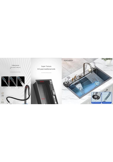 ﻿ Çelik 7 Fonksiyon Arıtmalı Fiskiye Akıllı Eviye Ve Batarya Seti Antrasit