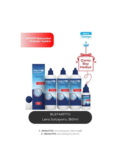 Tto Bleffaritto Lens Solüsyonu 360 Ml 3’lü Set + 60 Ml Çanta Boy Lens Solüsyonu
