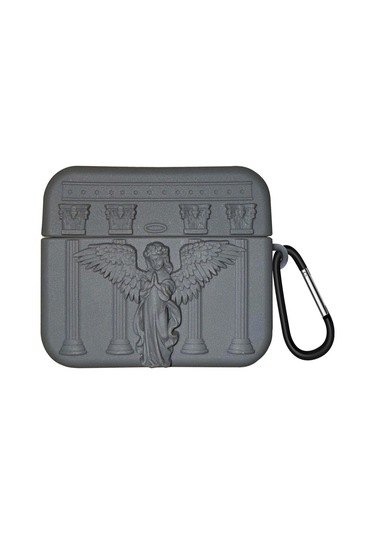 Microsonic Aipods Uyumlu 4.nesil / Anc Kılıf Cartoon Figürlü Silikon Praying Angel Gri - Koyu Gri