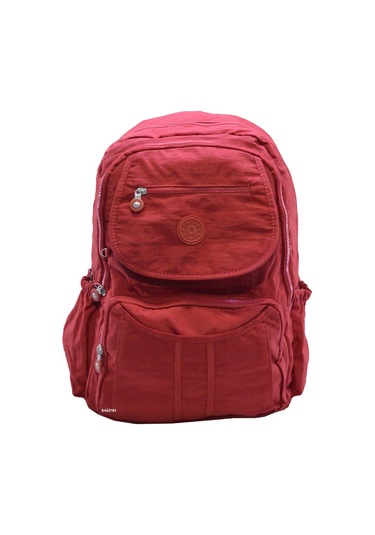 Klinkır Bayan Sırt Çantası Çok Cepli Yağmura Dayanıklı Hafif Kumaş Yeşil Renk Okul Çantası Bordo
