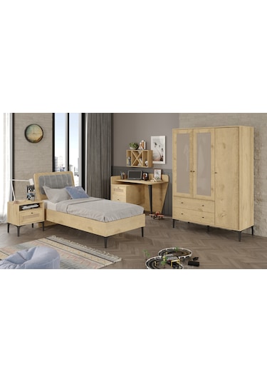 Trio Wood L Genç Odası %100mdf Meşe