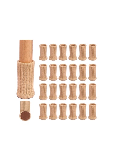 24 Adet - Sandalye Ayakları, Mobilya Ayakları İçin Haki Renkli Sandalye Çorabı, Kaymaz Pedler, 4"-7cm Çapındaki Sandalye Ayaklarına Uygundur Diğer