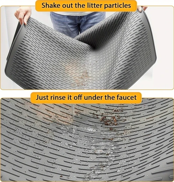 Gateesat 1 Adet Gri Kedi Tuvaleti Pedi, Su Geçirmez Yumuşak Ve Kolay Temizlenen İç Mekan