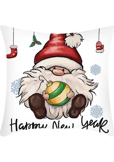 Cartoon Hand-painted Style Christmas Decorative Pillow No.63 Ekru
