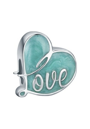 Nur Silver Yeşil Kalp Gümüş Charm Nur-bl01255