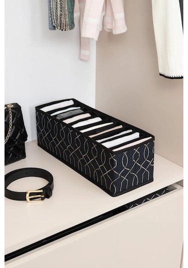 10 Gözlü Çekmece Içi Düzenleyici Organizer 40x14x14 Medium Siyah