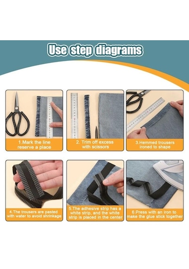 Siyah Pantolon Kenar Kısaltma Kendinden Yapışkanlı Bant Pantolon Bacaklar İçin Kenar Kısaltm Yapıştır Etek Etek Cırt Bant 56833854
