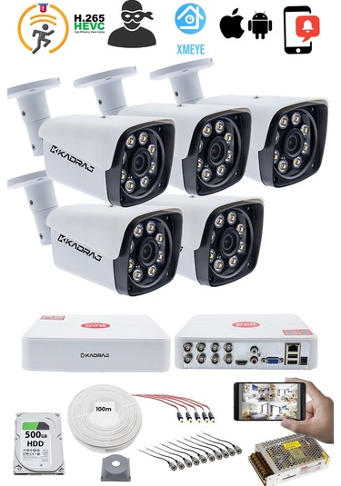 5 Kameralı Set - 5mp Sony Seculensli 1080p Kdj-5s-8w-m-v1