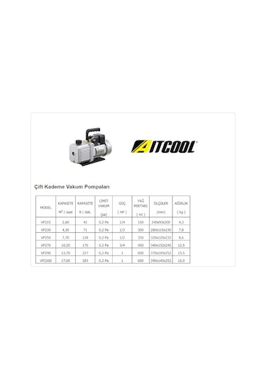 Aitcool Vp230 Çift Kademeli Vakum Pompası