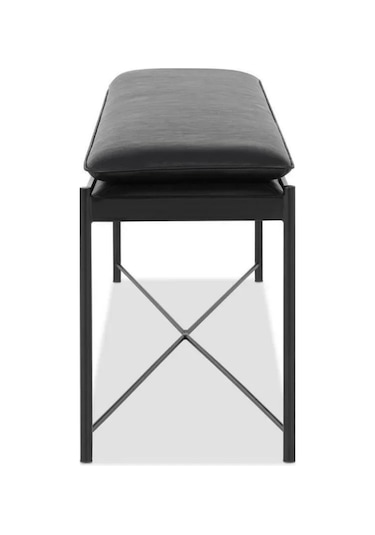 Essa Modern Deri Döşemeli Metal Ayaklı Bench Siyah