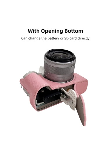 Youtek Eos M50/m50 Iı/m5 İçin Pembe Deri Kılıf - Tripod Bağlantılı, Omuz Askılı