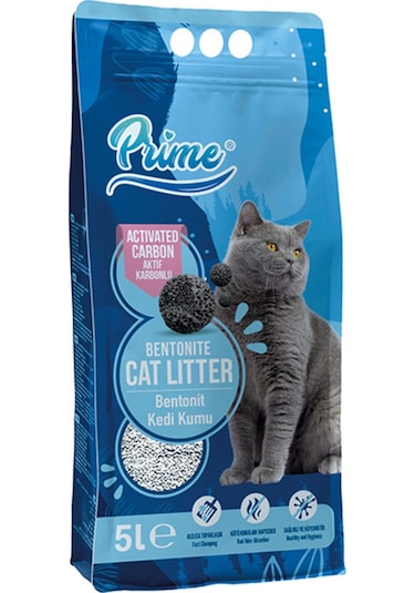 Prime Aktif Karbonlu Topaklaşan Bentonit Kedi Kumu 5 L
