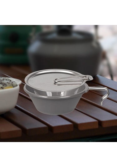 Suntek Kapaklı Kamp Kasesi 250ml Seyahat Pikniği Plaj Grisi Gri