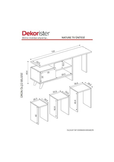 Dekorister Nature Tv Ünitesi Beyaz-Ceviz