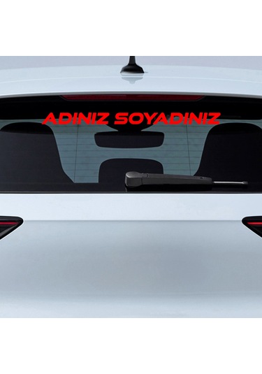 Ad Soyad Sticker - İsim Sticker - İsim Soyisim Sticker - Oto Sticker - Araba Sticker - 40cm- Kırmızı